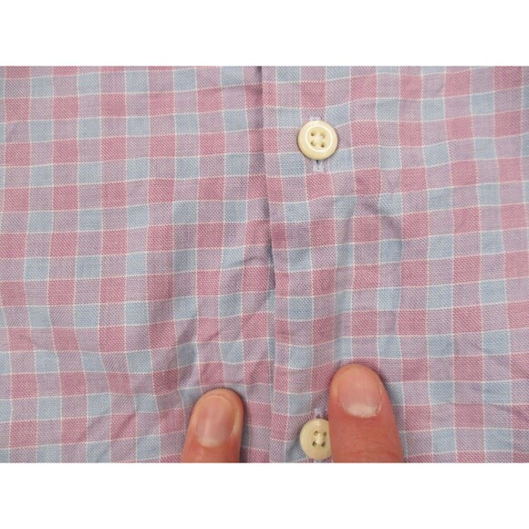 Peter Millar Shirt Adult Extra Large XL Pink Blue Check Cotton Button Up Mens * - Picture 5 of 11